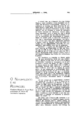 <BR>Data: 09/1964<BR>Fonte: Revista de informação legislativa, v. 1, n. 3, p. 145-152, set. 1964<BR>Parte de: ->Revista de informação legislativa : v. 1, n. 3 (set. 1964)<BR>Responsabilidade: Humberto Haydt de Souza Mello<BR>Endereço para citar este docum