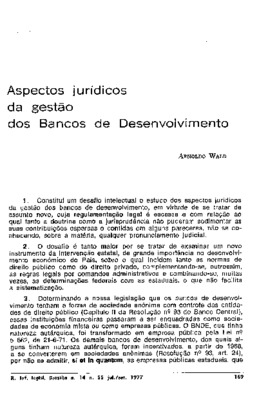 <BR>Data: 07/1977<BR>Fonte: Revista forense, v. 72, n. 256, p. 55-162, out./dez. 1976 | Revista de informação legislativa, v. 14, n. 55, p. 169-182, jul./set. 1977 | Revista bancária brasileira, v. 43, n. 511, p. 23-28, jul. 1975 | Revista de direito merc