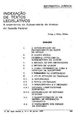 <BR>Data: 07/1977<BR>Fonte: Revista de informação legislativa, v. 14, n. 55, p. 227-244, jul./set. 1977<BR>Parte de: ->Revista de informação legislativa : v. 14, n. 55 (jul./set. 1977)<BR>Responsabilidade: Yamil e Sousa Dutra<BR>Endereço para citar este d