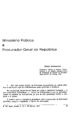 <BR>Data: 07/1977<BR>Fonte: Revista de informação legislativa, v. 14, n. 55, p. 39-44, jul./set. 1977 | Revista do Ministério Público do Estado do Rio Grande do Sul / Procuradoria Geral de Justiça do Estado do Rio Grande do Sul, n. 11/12, p. 97-101, jan./