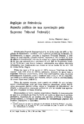 <BR>Data: 10/1977<BR>Fonte: Revista de informação legislativa, v. 14, n. 56, p. 205-212, out./dez. 1977 | Revista jurídica da Procuradoria Geral do Distrito Federal, v. 21, n, 21, p. 35-44, set. 1978<BR>Parte de: -www2.senado.leg.br/bdsf/item/i