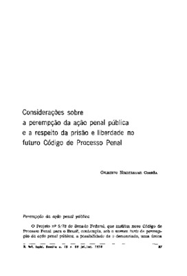 <BR>Data: 07/1978<BR>Fonte: Revista de informação legislativa, v. 15, n. 59, p. 87-90, jul./set. 1978<BR>Parte de: ->Revista de informação legislativa : v. 15, n. 59 (jul./set. 1978)<BR>Responsabilidade: Gilberto Niederauer Correa<BR>Endereço para citar e