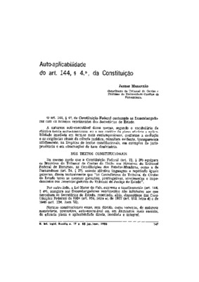 <BR>Data: 01/1980<BR>Fonte: Revista de informação legislativa, v. 17, n. 65, p. 147-150, jan./mar. 1980 | Jurisprudência mineira, v. 31, n. 77, p. 1-4, jan./mar. 1980 | Revista do Tribunal de Contas do Distrito Federal, n. 10, p. 141-144, 1980 | Revista d