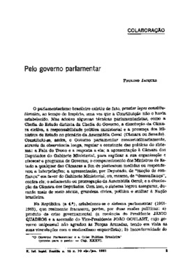 <BR>Data: 04/1981<BR>Fonte: Revista de informação legislativa, v. 18, n. 70, p. 5-10, abr./jun. 1981<BR>Parte de: ->Revista de informação legislativa : v. 18, n. 70 (abr./jun. 1981)<BR>Responsabilidade: Paulino Jacques<BR>Endereço para citar este document