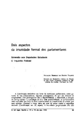 <BR>Data: 04/1982<BR>Fonte: Revista de informação legislativa, v. 19, n. 74, p. 95-102, abr./jun. 1982<BR>Parte de: ->Revista de informação legislativa : v. 19, n. 74 (abr./jun. 1982)<BR>Responsabilidade: Ronaldo Poletti<BR>Endereço para citar este docume