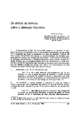 <BR>Data: 04/1982<BR>Fonte: Digesto Econômico, v. 39, n. 292, p. 73-89, maio de 1982 | Revista Forense, v. 79, n. 284, p. 451-457, out./dez. 1983 | Revista de informação legislativa, v. 19, n. 74, p. 261-272, abr./jun. 1982 | Revista de Direito Mercantil 