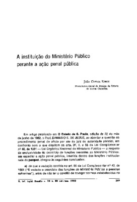 <BR>Data: 10/1983<BR>Fonte: Revista de informação legislativa, v. 20, n. 80, p. 209-216, out./dez. 1983 | Justitia, v. 44, n. 116, p. 65-70, jan./mar. 1982<BR>Parte de: ->Revista de informação legislativa : v. 20, n. 80 (out./dez. 1983)<BR>Responsabilidad