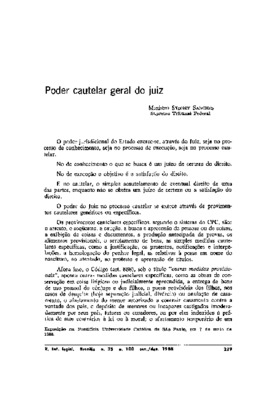 <BR>Data: 10/1988<BR>Fonte: Revista de informação legislativa, v. 25, n. 100, p. 239-248, out./dez. 1988 | Revista dos tribunais, São Paulo, v. 73, n. 587, p. 13-18, 1984 | Julgados dos Tribunais de Alçada Cível de São Paulo, v. 22, n. 109, p. 13-20, maio