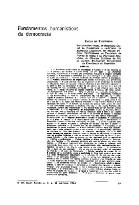 <BR>Data: 10/1984<BR>Fonte: Revista de informação legislativa, v. 21, n. 84, p. 27-68, out./dez. 1984<BR>Parte de: ->Revista de informação legislativa : v. 21, n. 84 (out./dez. 1984)<BR>Responsabilidade: Paulo de Figueiredo<BR>Endereço para citar este doc