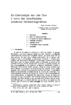 <BR>Data: 01/1986<BR>Fonte: Revista de informação legislativa, v. 23, n. 89, p. 323-338, jan./mar. 1986<BR>Conteúdo: Introdução -- Juízo de constitucionalidade -- A questão do método classificatório -- Liberdade doutrinária -- Validade formal -- -Proposiç