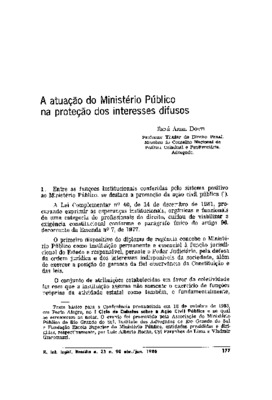 <BR>Data: 04/1986<BR>Fonte: Revista de Informação Legislativa, v. 23, n. 90, p. 177-204, abr./jun. 1986 | Justitia, v. 47, n. 132, p. 9-38, out./dez. 1985 | Revista do Ministêrio Público / Procuradoria Geral da Justiça do Estado do Rio Grande do Sul, n. 1