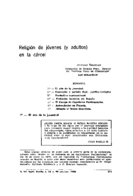 <BR>Data: 04/1986<BR>Fonte: Revista de informação legislativa, v. 23, n. 90, p. 373-392, abr./jun. 1986<BR>Conteúdo: El año de la juventud -- Contenido y método dual: jurídico-teológico -- Normativa supranacional -- Evolución histórica en España -- El cue