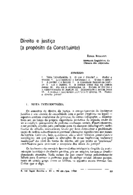 <BR>Data: 04/1986<BR>Fonte: Revista de Informação Legislativa, v. 23, n. 90, p. 53-52, abr./jun. 1986<BR>Conteúdo: Nota introdutória -- O que é Direito? -- Poder e Estado -- Legalidade e Legitimidade -- O que é justo? -- A justiça e o Estado -- A igualdad