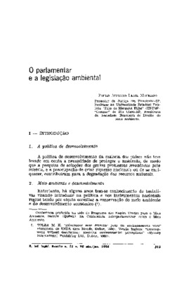 <BR>Data: 04/1986<BR>Fonte: Revista de informação legislativa, v. 23, n. 90, p. 315-328, abr./jun. 1986<BR>Conteúdo: Introdução -- Obrigações dos Estados em matéria de meio ambiente -- Os instrumentos jurídicos de controle -- Participação do público e dir