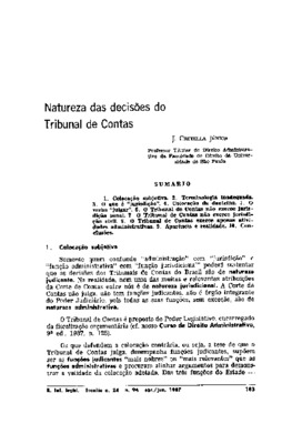 <BR>Data: 04/1987<BR>Fonte: Revista de Informação Legislativa, v. 24, n. 94, p. 183-198, abr./jun. 1987 | Revista de direito administrativo, n. 166, p. 1-16, out./dez.  1986<BR>Conteúdo: Colocação subjetiva -- Terminologia inadequada -- O que é -jurisdiçã