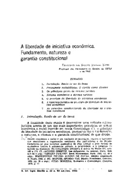 <BR>Data: 10/1986<BR>Fonte: Revista de informação legislativa, v. 23, n. 92, p. 221-240, out./dez. 1986 | Revista da faculdade de direito da Universidade Federal de Pelotas, v. 19, n. 14, p. 83-100, 1985<BR>Conteúdo: Introdução: razão de ser do tema -- Pr