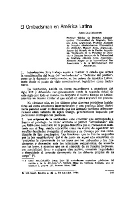 <BR>Data: 10/1986<BR>Fonte: Revista de informação legislativa, v. 23, n. 92, p. 241-256, out./dez. 1986<BR>Conteúdo: Introducción -- Los orígenes de la institución -- Su difusión universal -- Caracterización -- Las razones de su difusión -- Del Estado ind