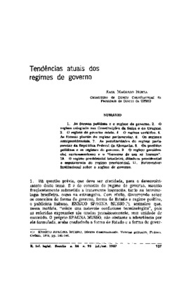 <BR>Data: 07/1987<BR>Fonte: Revista de informação legislativa, v. 24, n. 95, p. 127-140, jul./set. 1987 | Revista brasileira de estudos políticos, n. 66, p. 137-160, jan.  1988 | Revista da faculdade de direito da Universidade Federal de Minas Gerais, v. 