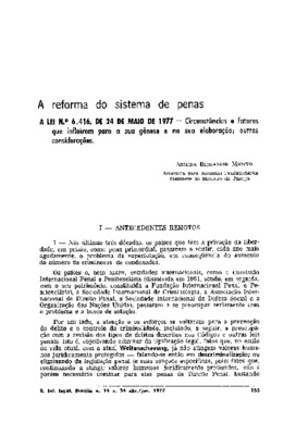 <BR>Data: 04/1977<BR>Fonte: Revista de informação legislativa, v. 14, n. 54, p. 153-316, abr./jun. 1977<BR>Parte de: ->Revista de informação legislativa : v. 14, n. 54 (abr./jun. 1977)<BR>Responsabilidade: Armida Bergamini Miotto<BR>Endereço para citar es