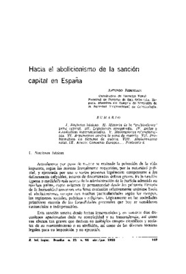 <BR>Data: 04/1988<BR>Fonte: Revista de informação legislativa, v. 25, n. 98, p. 169-234, abr./jun. 1988<BR>Conteúdo: Nociones básicas -- Historia de la -ambivalente- pena capital -- Legislación comparada -- Datos y estadísticas internacionales -- En favor