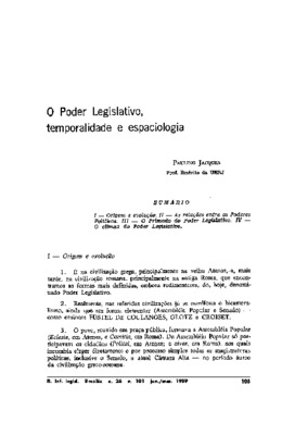 <BR>Data: 01/1989<BR>Fonte: Revista de Informação Legislativa, v. 26, n. 101, p. 105-108, jan./mar. 1989<BR>Conteúdo: Origem e evolução -- As relações entre os Poderes Políticos -- O primado do Poder Legislativo -- O clímax do Poder Legislativo<BR>Parte d