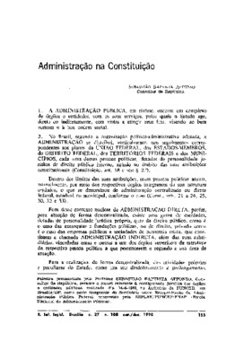 <BR>Data: 10/1990<BR>Fonte: Revista de Informação Legislativa, v. 27, n. 108, p. 155-168, out./dez. 1990<BR>Parte de: ->Revista de informação legislativa : v. 27, n. 108 (out./dez. 1990)<BR>Responsabilidade: Sebastião Baptista Affonso<BR>Endereço para cit