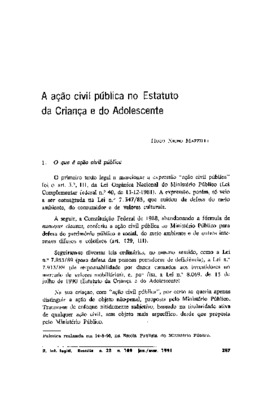 <BR>Data: 01/1991<BR>Fonte: Justitia, v. 53, n. 153, p. 16-20, jan./mar. 1991 | Revista de informação legislativa, v. 28, n. 109, p. 287-292, jan./mar. 1991<BR>Parte de: -www2.senado.leg.br/bdsf/item/id/496841->Revista de informação legislativa