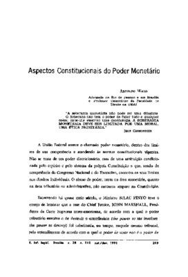 <BR>Data: 10/1991<BR>Fonte: Revista de direito bancário e do mercado de capitais, v. 9, n.  33, p. 377-379, jul./set. 2006 | Revista de direito administrativo, n. 186, p. 1-9, out./dez. 1991 | Revista de informação legislativa, v. 28, n. 112, p. 299-302, 