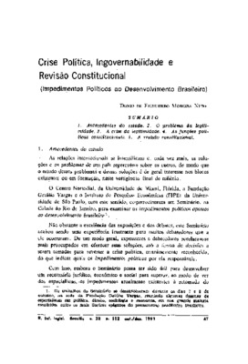 <BR>Data: 10/1991<BR>Fonte: Revista de informação legislativa, v. 28, n. 112, p. 47-54, out./dez. 1991 | Boletim de direito administrativo, v. 9, n. 7, p. 383-387, jul.  1993<BR>Parte de: ->Revista de informação legislativa : v. 28, n. 112 (out./dez. 1991