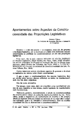 <BR>Data: 01/1992<BR>Fonte: Revista de informação legislativa, v. 29, n. 113, p. 171-176, jan./mar. 1992<BR>Parte de: ->Revista de informação legislativa : v. 29, n. 113 (jan./mar. 1992)<BR>Responsabilidade: Afonso César<BR>Endereço para citar este docume