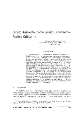 <BR>Data: 07/1992<BR>Fonte: Revista de informação legislativa, v. 29, n. 115, p. 301-324, jul./set. 1992 | Revista brasileira de direito comparado, v. 8, n. 14, p. 31-60, jan./jun. 1993<BR>Conteúdo: O conceito de direito econômico: noção geral; o conceito