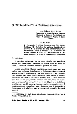 <BR>Data: 01/1993<BR>Fonte: Revista de informação legislativa, v. 30, n. 117, p. 145-154, jan./mar. 1993 | Jurisprudência catarinense, v. 19, n. 69, p. 43-49, jul./dez.  1991<BR>Conteúdo: Introdução -- Estado contemporâneo -- O controle dos atos administr