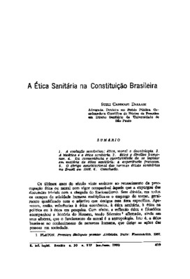 <BR>Data: 01/1993<BR>Fonte: Revista de Informação Legislativa, v. 30, n. 117, p. 419-428, jan./mar. 1993<BR>Parte de: ->Revista de informação legislativa : v. 30, n. 117 (jan./mar. 1993)<BR>Responsabilidade: Sueli Gandolfi Dallari<BR>Endereço para citar e