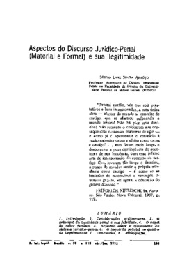 <BR>Data: 04/1993<BR>Fonte: Revista de Informação Legislativa, v. 30, n. 118, p. 283-304, abr./jun. 1993<BR>Conteúdo: Introdução -- Considerações preliminares -- O princípio da legalidade penal e sua falsidade -- O papel do saber jurídico -- Reflexão sobr