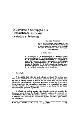 <BR>Data: 04/1993<BR>Fonte: Arquivos do Ministério da Justiça, v. 46, n. 181, p. 143-151, jan./jun. 1993 | Revista de informação legislativa, v. 30, n. 118, p. 325-332, abr./jun. 1993 | Revista da Procuradoria Geral da República, n. 3, p. 96-101, abr./jun