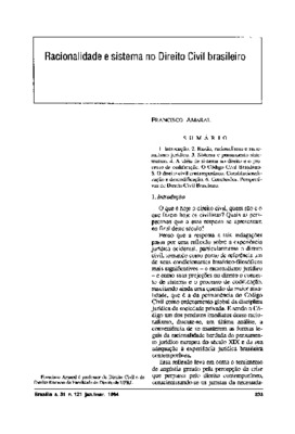 <BR>Data: 01/1994<BR>Fonte: Revista de Informação Legislativa, v. 31, n. 121, p. 233-243, jan./mar. 1994<BR>Conteúdo: Introdução -- Razão, racionalismo e racionalismo jurídico -- Sistema e pensamento sistemático -- A ideia do sistema no direito e o proces