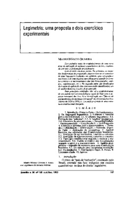 <BR>Data: 10/1993<BR>Fonte: Revista de informação legislativa, v. 30, n. 120, p. 187-242, out./dez. 1993<BR>Conteúdo: Introdução -- Da linguagem legimétrica -- Critérios e métodos para a microestrutura -- Critérios e métodos para a macroestrutura -- Análi