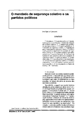 <BR>Data: 07/1994<BR>Fonte: Revista de informação legislativa, v. 31, n. 123, p. 67-84, jul./set. 1994 | Revista de processo, v. 18, n. 72, p. 75-95, out./dez. 1993 | Revista Trimestral de Jurisprudência dos Estados, v. 18, n.  126, p. 47-78, jul. 1994 | 