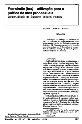 <BR>Data: 10/1994<BR>Fonte: Revista de informação legislativa, v. 31, n. 124, p. 185-189, out./dez. 1994 | Revista jurídica, Porto Alegre, v. 43, n. 213, p. 20-25, jul./set. 1995 | Revista do Tribunal Regional Federal: 1. Região, v. 7, n. 3, p. 57-62, jul