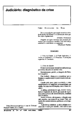 <BR>Data: 10/1994<BR>Fonte: Revista de informação legislativa, v. 31, n. 124, p. 87-94, out./dez. 1994 | Lex : jurisprudência do Superior Tribunal de Justiça e Tribunais Regionais Federais, v. 6, n. 56, p. 9-22, abr. 1994<BR>Conteúdo: Crise do Estado -- O