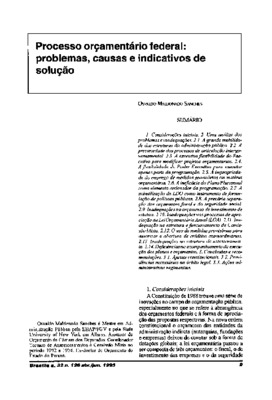 <BR>Data: 04/1995<BR>Fonte: Revista de administração pública, v. 29, n. 3, p. 122-156, jul./set. 1995 | Revista de informação legislativa, v. 32, n. 126, p. 9-31, abr./jun. 1995<BR>Conteúdo: Considerações iniciais -- Uma análise dos problemas e inadequaçõ