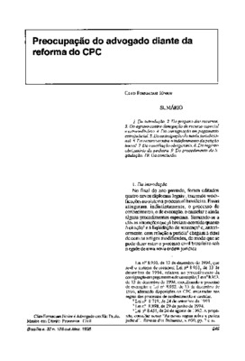 <BR>Data: 10/1995<BR>Fonte: Revista forense, v. 91, n. 332, p. 21-31, out./dez. 1995 | Revista de informação legislativa, v. 32, n. 128, p. 245-254, out./dez. 1995<BR>Conteúdo: Da introdução -- Do preparo dos recursos -- Do agravo contra a denegação de re