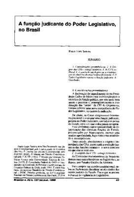 <BR>Data: 07/1995<BR>Fonte: Revista de informação legislativa, v. 32, n. 127, p. 43-48, jul./set. 1995<BR>Conteúdo: Considerações preambulares -- A origem das CPIs : esboço histórico -- As CPIs no Brasil -- A queda de um dogma ou a relativização da doutri