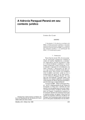 <BR>Data: 01/1996<BR>Fonte: Revista de informação legislativa, v. 33, n. 129, p. 249-258, jan./mar. 1996<BR>Conteúdo: Introdução -- Os objetivos econômicos da HPP -- Críticas da razão econômica -- Um meio ambiente particularmente vulnerável -- Algumas dim