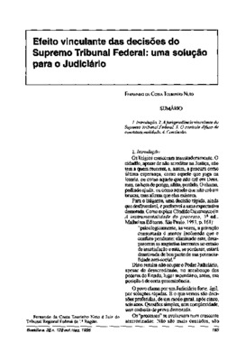 <BR>Data: 10/1995<BR>Fonte: Revista de informação legislativa, v. 32, n. 128, p. 185-189, out./dez. 1995 | Revista do Ministério Público / Ministério Público do Estado do Rio de Janeiro, n. 3, p. 66-72, jan./jun. 1996<BR>Conteúdo: Introdução -- A jurispru