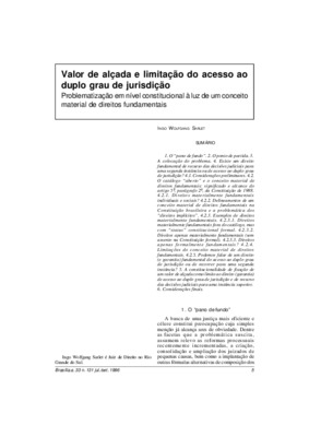 <BR>Data: 07/1996<BR>Fonte: Revista de informação legislativa, v. 33, n. 131, p. 5-30, jul./set. 1996<BR>Conteúdo: O -pano de fundo- -- O ponto de partida -- A colocação do problema -- Existe um direito fundamental de recurso das decisões judiciais para u