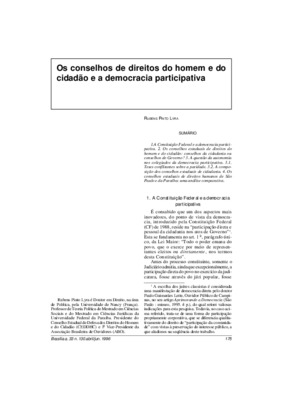 <BR>Data: 04/1996<BR>Fonte: Revista da Faculdade de Direito da Universidade Federal do Paraná, v. 29, n. 29, p. 95-110, 1996 | Revista de informação legislativa, v. 33, n. 130, p. 175-182, abr./jun. 1996<BR>Conteúdo: A Constituição Federal e a democracia 