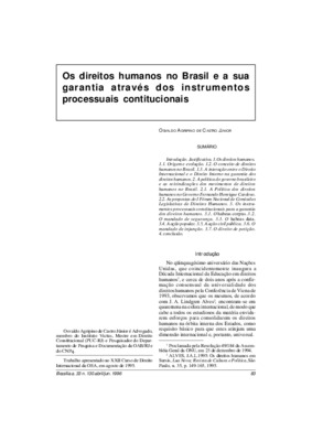 <BR>Data: 04/1996<BR>Fonte: Revista de informação legislativa, v. 33, n. 130, p. 83-97, abr./jun. 1996<BR>Conteúdo: Propostas do I Fórum Nacional de Comissões Legislativas de Direitos Humanos promovido pela Câmara dos Deputados nos dias 18 e 19 de maio de