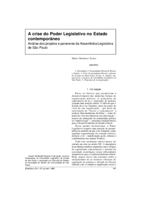 <BR>Data: 07/1996<BR>Fonte: Revista de informação legislativa, v. 33, n. 131, p. 197-208, jul./set. 1996<BR>Conteúdo: Introdução -- O paradigma liberal de Direito e Estado -- Crise do paradigma liberal e advento do Estado do Bem-Estar Social -- Análise do