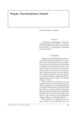 <BR>Data: 07/2008<BR>Fonte: Revista de informação legislativa, v. 45, n. 179, p. 245-256, jul./set. 2008<BR>Parte de: ->Revista de informação legislativa : v. 45, n. 179 (jul./set. 2008)<BR>Responsabilidade: Samuel Pinheiro Guimarães<BR>Endereço para cita